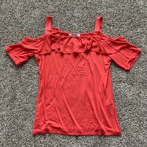 White House Black Market Cold Shoulder Top Coral